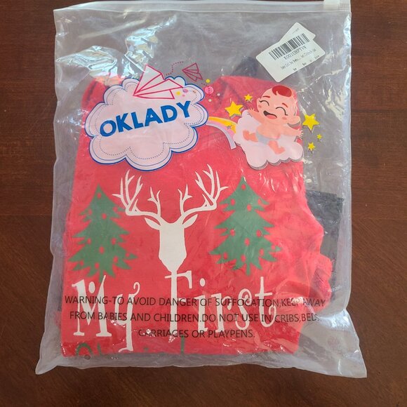 Baby Boy "My First Christmas" Bodysuit & Pants Set – Red, Gingham, 12M, 3pc, Nwt - Picture 8 of 8